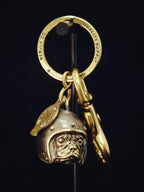 Vintage Brass French Bulldog Biker Keychain