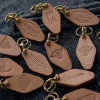 Handcrafted genuine leather keychain with vintage rider style