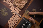 Handcrafted leather keychain on display
