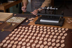 Vintage-style leather keychain detail view