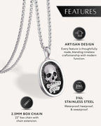 Memento Mori pendant necklace feature detail image