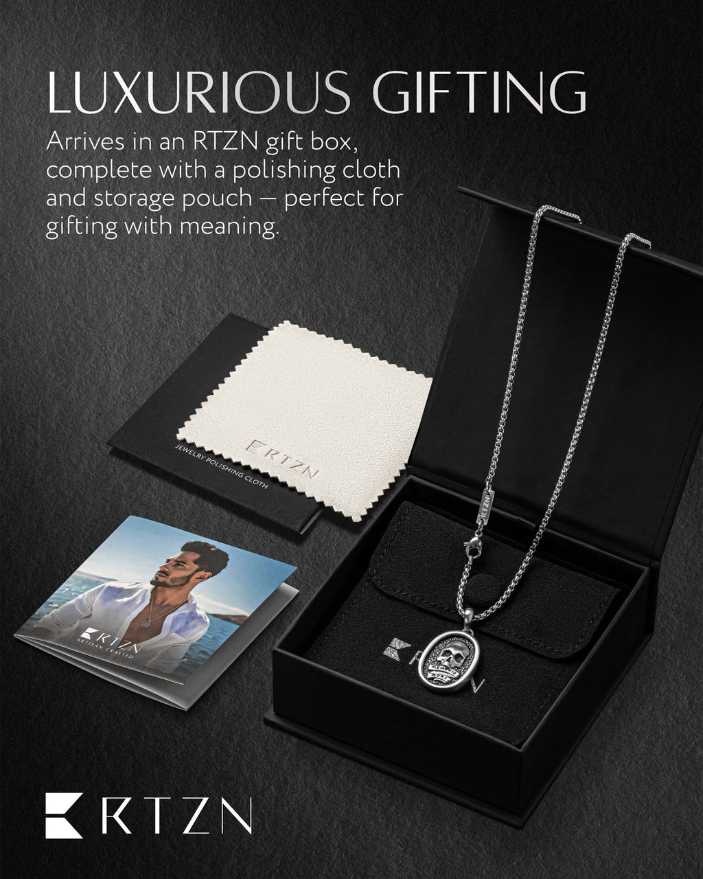 Memento Mori pendant necklace gift presentation