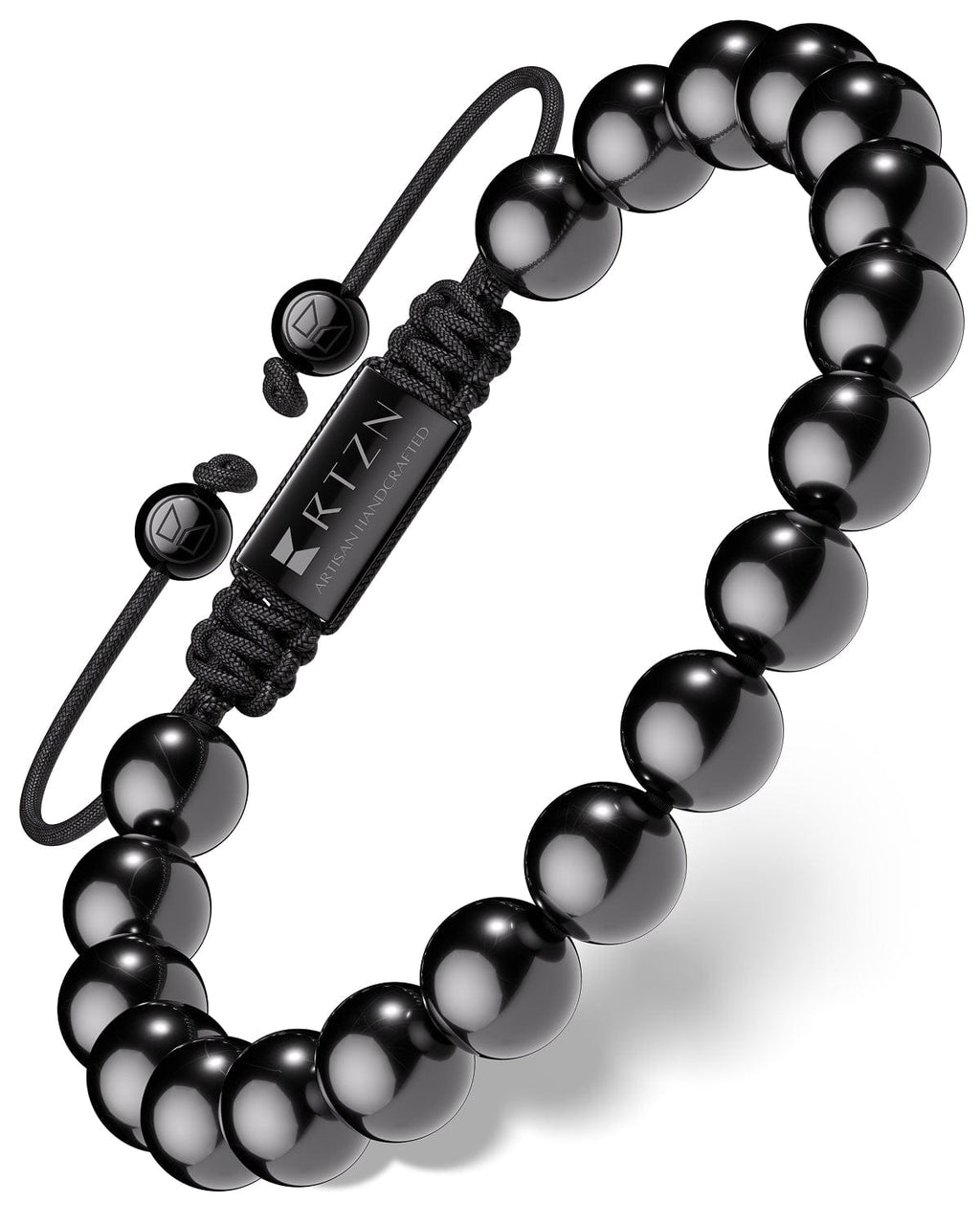 Black tourmaline beaded bracelet Bali front view