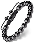 Black tourmaline beaded bracelet Bali front view