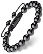 Black tourmaline beaded bracelet Bali front view