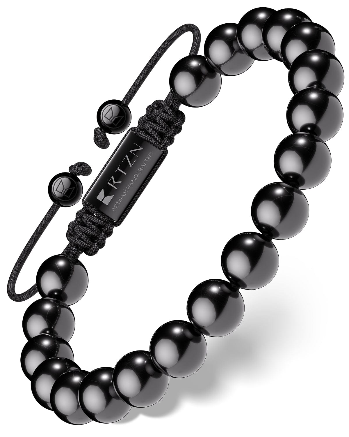 Black tourmaline beaded bracelet Bali front view