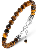 Tigers eye beaded bracelet chain fit front view