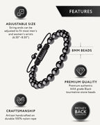 Bali black tourmaline bracelet worn on wrist