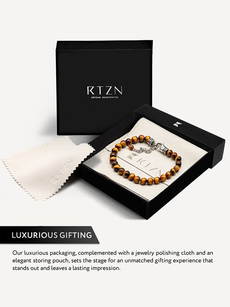 Tigers eye beaded bracelet stone texture close-up