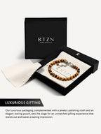 Tigers eye beaded bracelet stone texture close-up