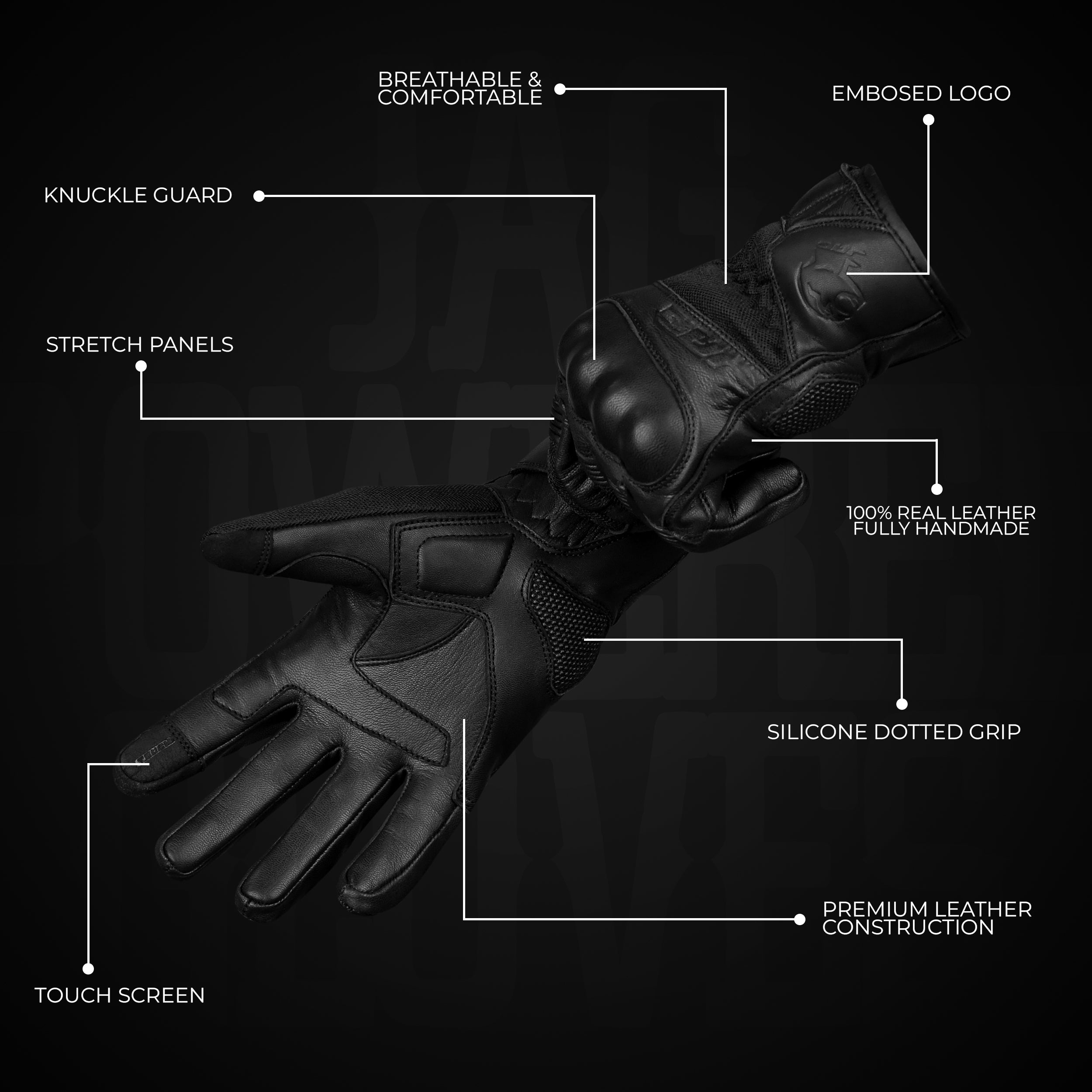 Ultra Volid leather motorcycle gloves key protection features