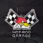 Hot rod garage neon sign with Mr. Horsepower artwork