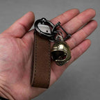 Brass helmet keychain accessory close-up