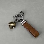 Motorcycle rider brass helmet keychain display angle