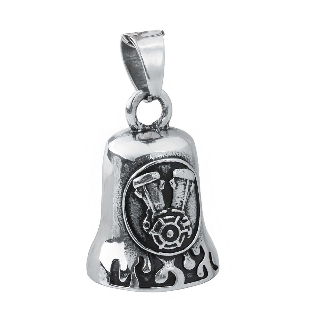 Vintage motorcycle guardian bell hanging view