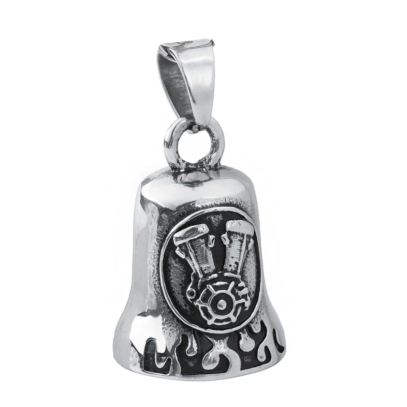 Vintage motorcycle guardian bell hanging view