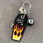 Vintage motorcycle embroidered keychain alternate design
