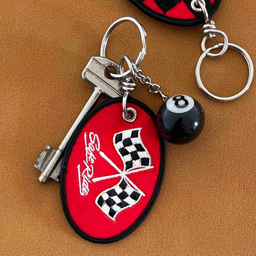 METALIZE embroidered rider keychain accessory option