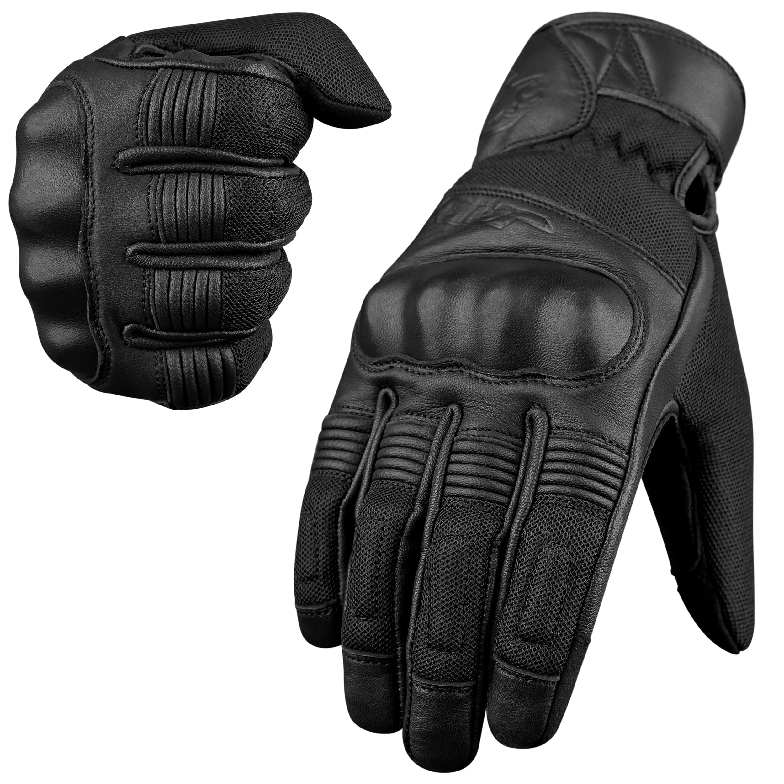 Ultra Volid leather motorcycle gloves with knuckle protection