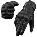 Olympus leather motorcycle gloves with zipper closure and knuckle protection
