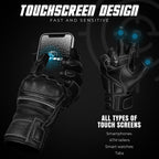 Black Ninja motorcycle gloves touchscreen fingertip detail