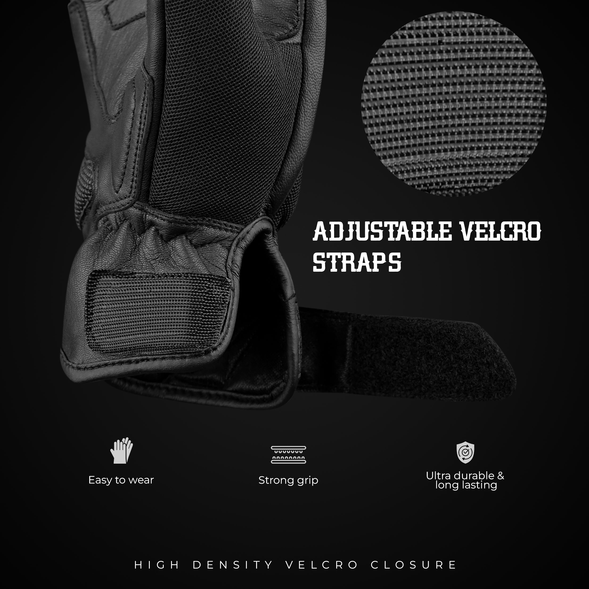 Ultra Volid motorcycle gloves adjustable Velcro wrist strap