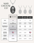 Memento Mori pendant necklace material and style detail