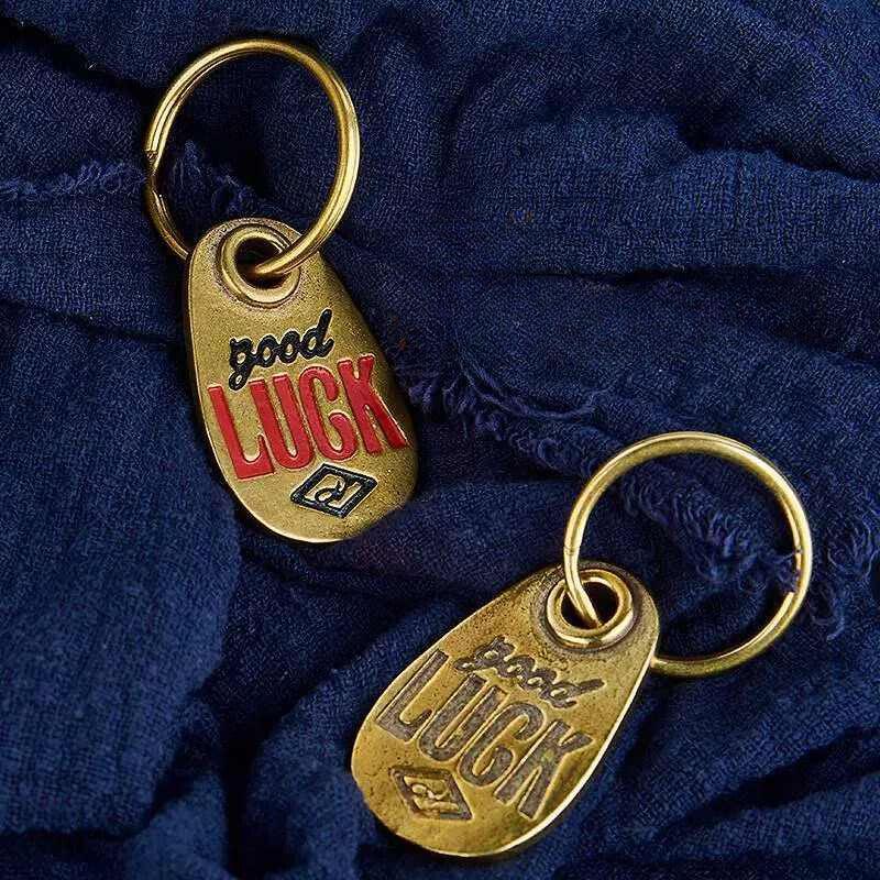 Brass lucky keychain for riders keys bags and motorcycle gear