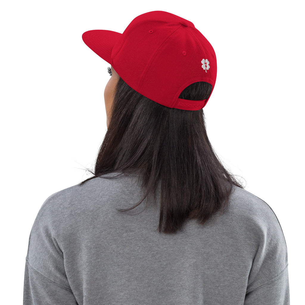 Red Impeach Trump snapback hat, back view