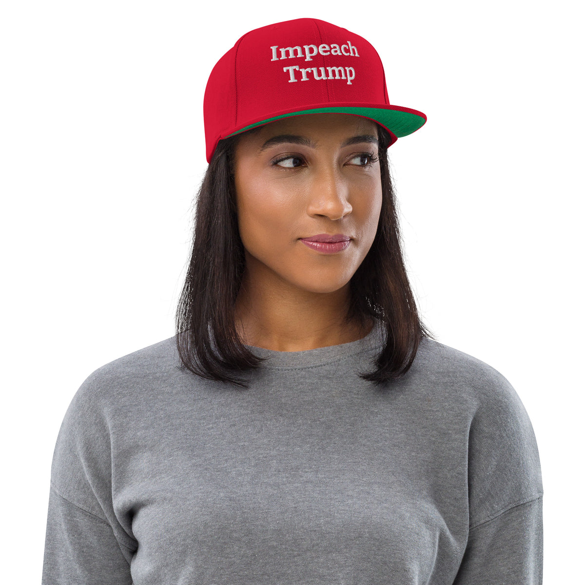 Red Impeach Trump snapback hat, front view