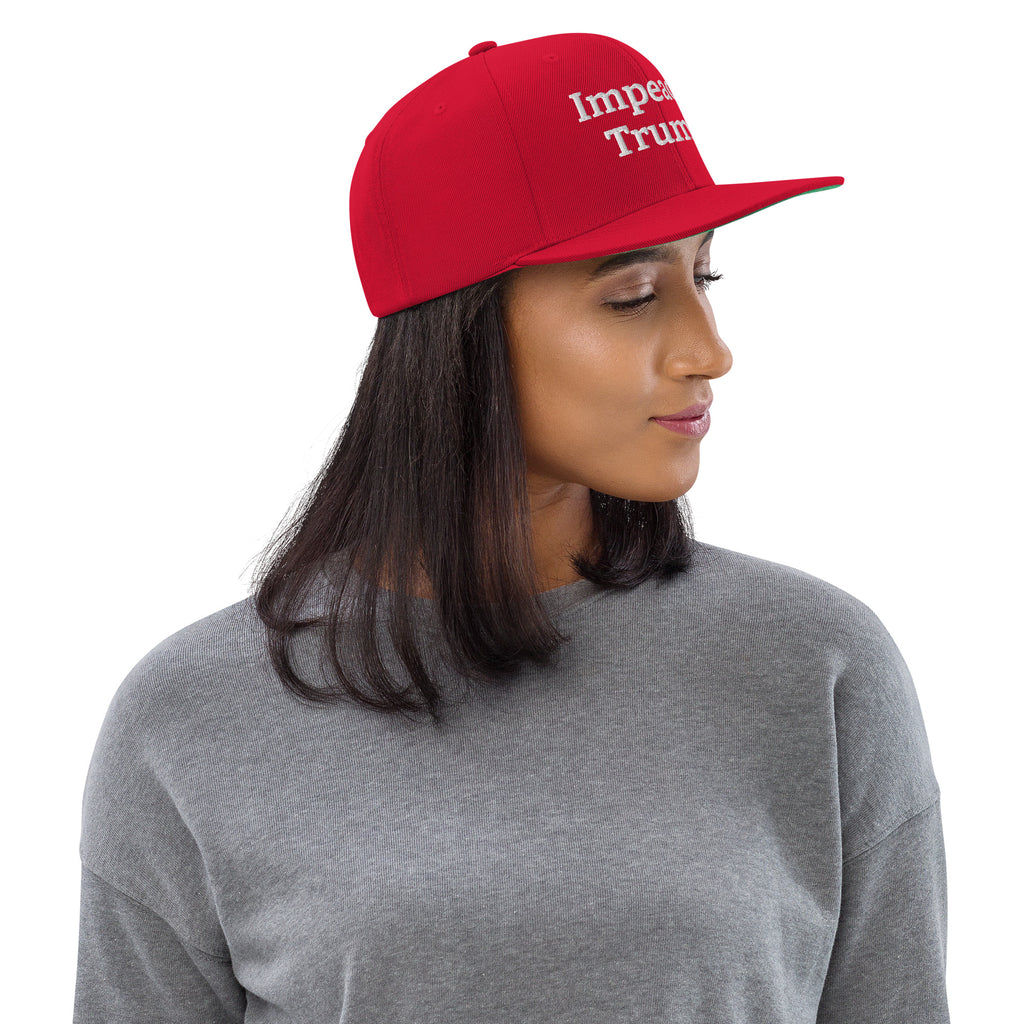 Red Impeach Trump snapback hat, right-side view