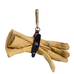 Leather glove holder clip for rider everyday carry