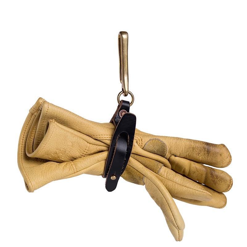 Leather glove holder clip for rider everyday carry
