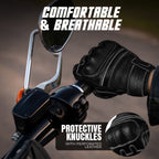 Black Ninja leather motorcycle gloves riding lifestyle image