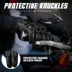 Black Ninja motorcycle gloves worn by rider