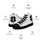 Black Clover & Bolt high-top canvas shoe, left side view