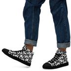 Redacted black men's high-top canvas shoes, left-side view