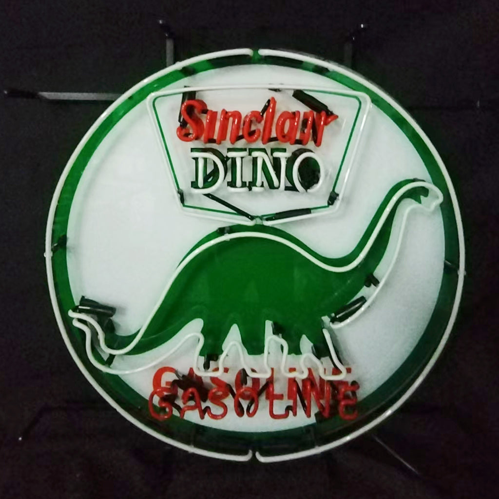 Sinclair Dino gasoline neon sign unlit display