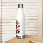 No Kings white stainless steel water bottle, left-side view