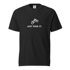 Just Ride It black heavyweight T-shirt, front view