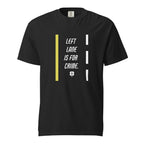 Black Left Lane Is for Crime heavyweight T-shirt, front view