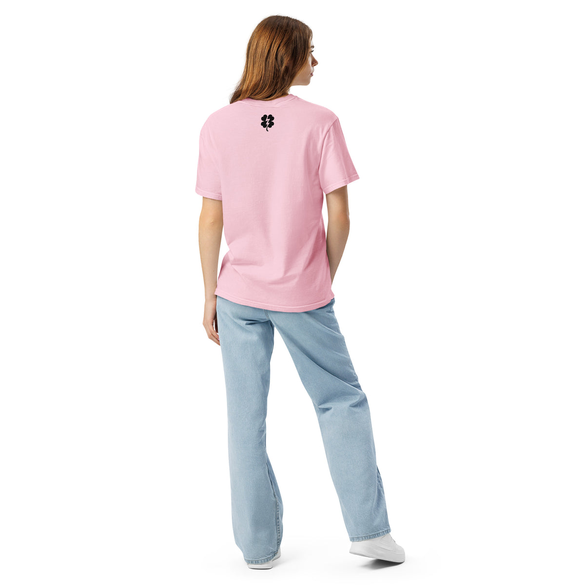 Me and My Boys heavyweight T-shirt in blossom, back view
