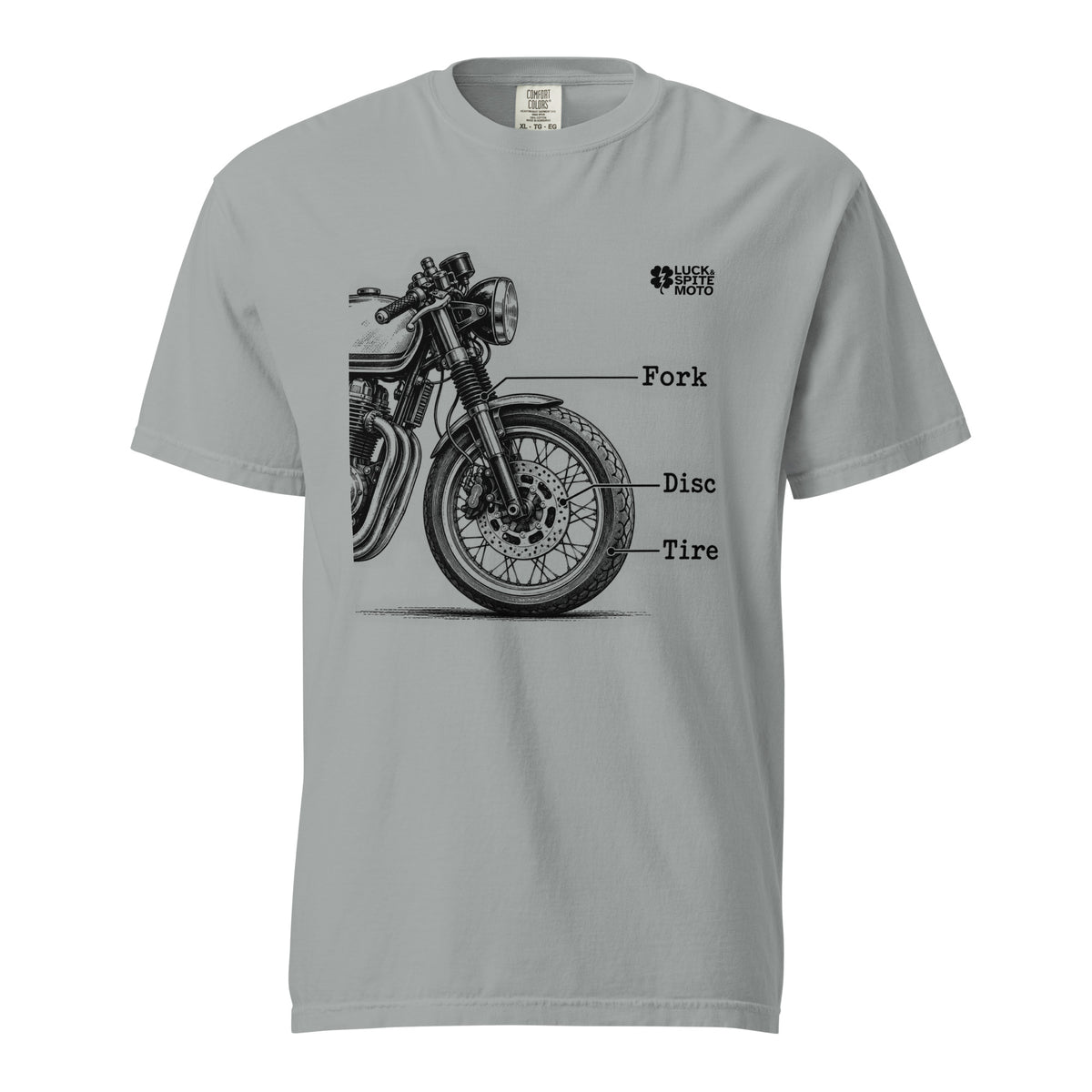 Fork, Disc, Tire heavyweight T-shirt, front view