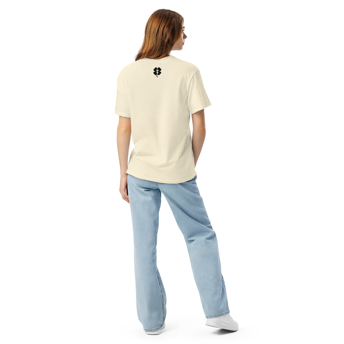Me and My Boys heavyweight T-shirt in ivory, back view
