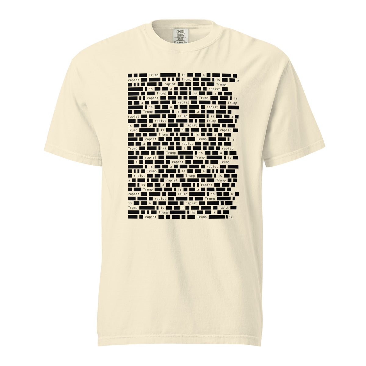 Redacted ivory heavyweight T-shirt, front view