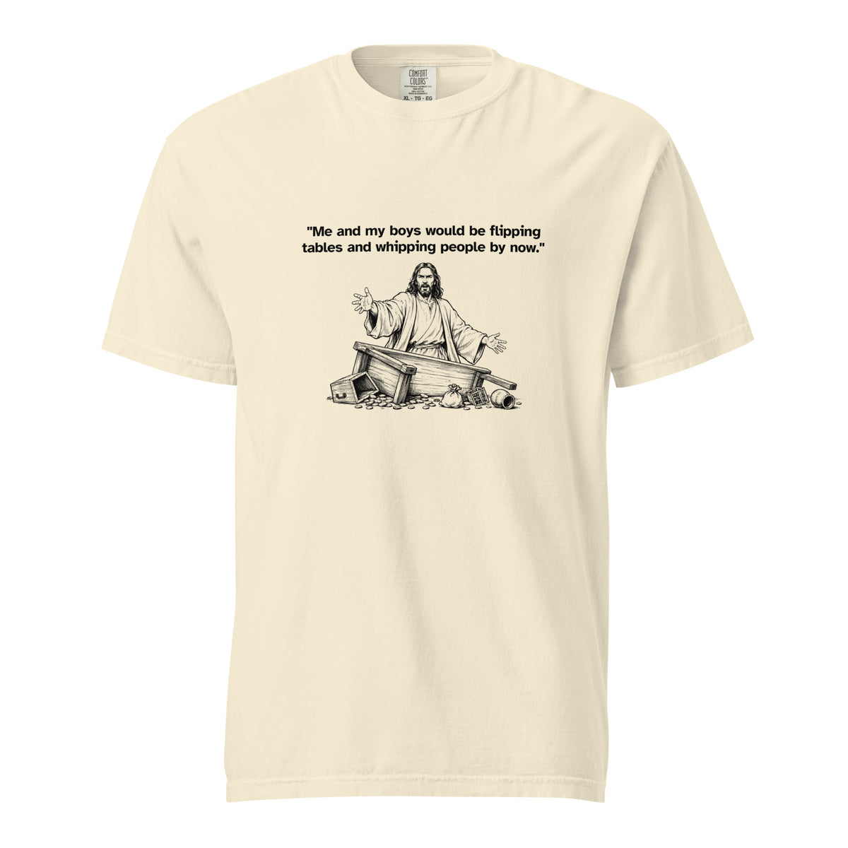 Me and my boys ivory heavyweight T-shirt, front view