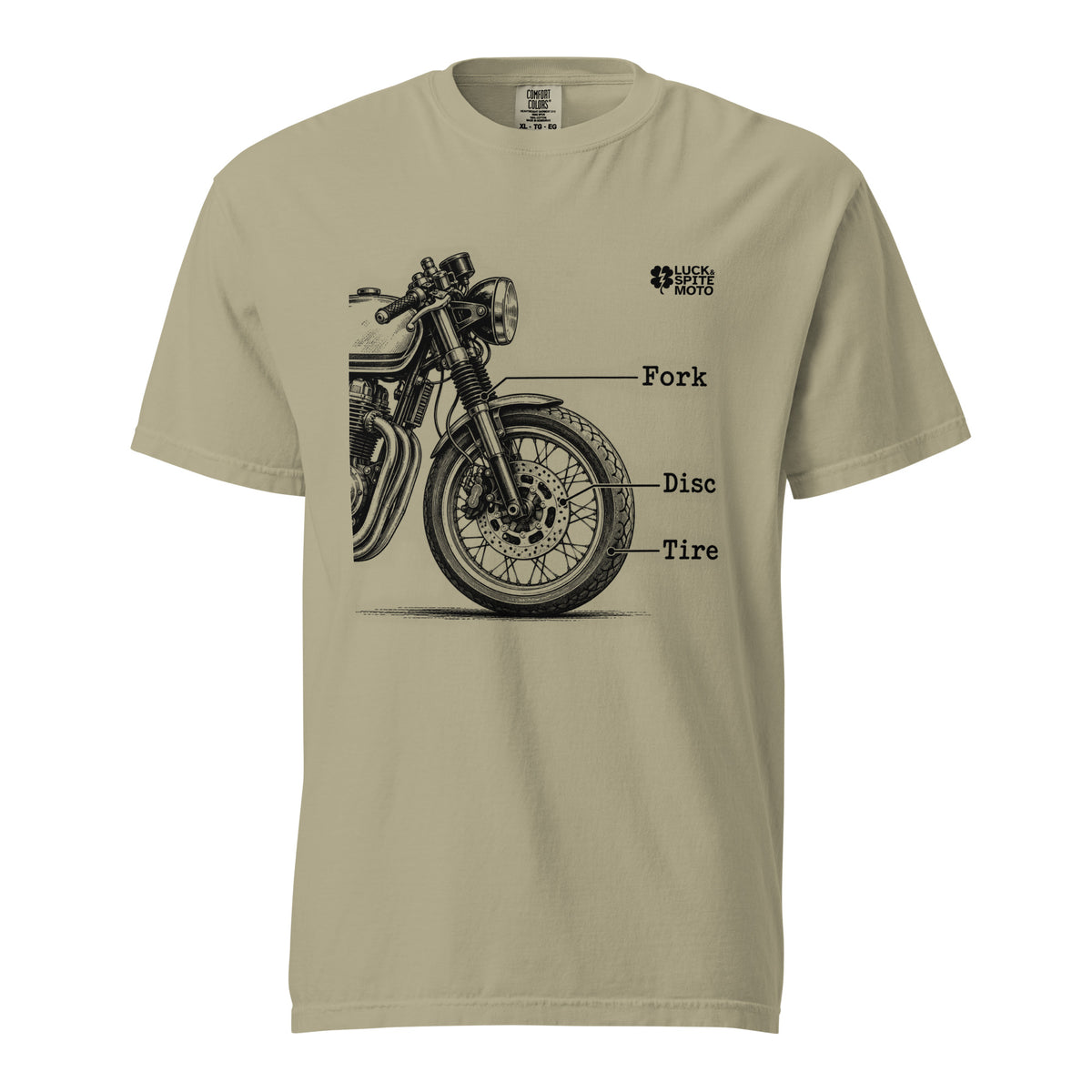 Fork, Disc, Tire heavyweight T-shirt, front view