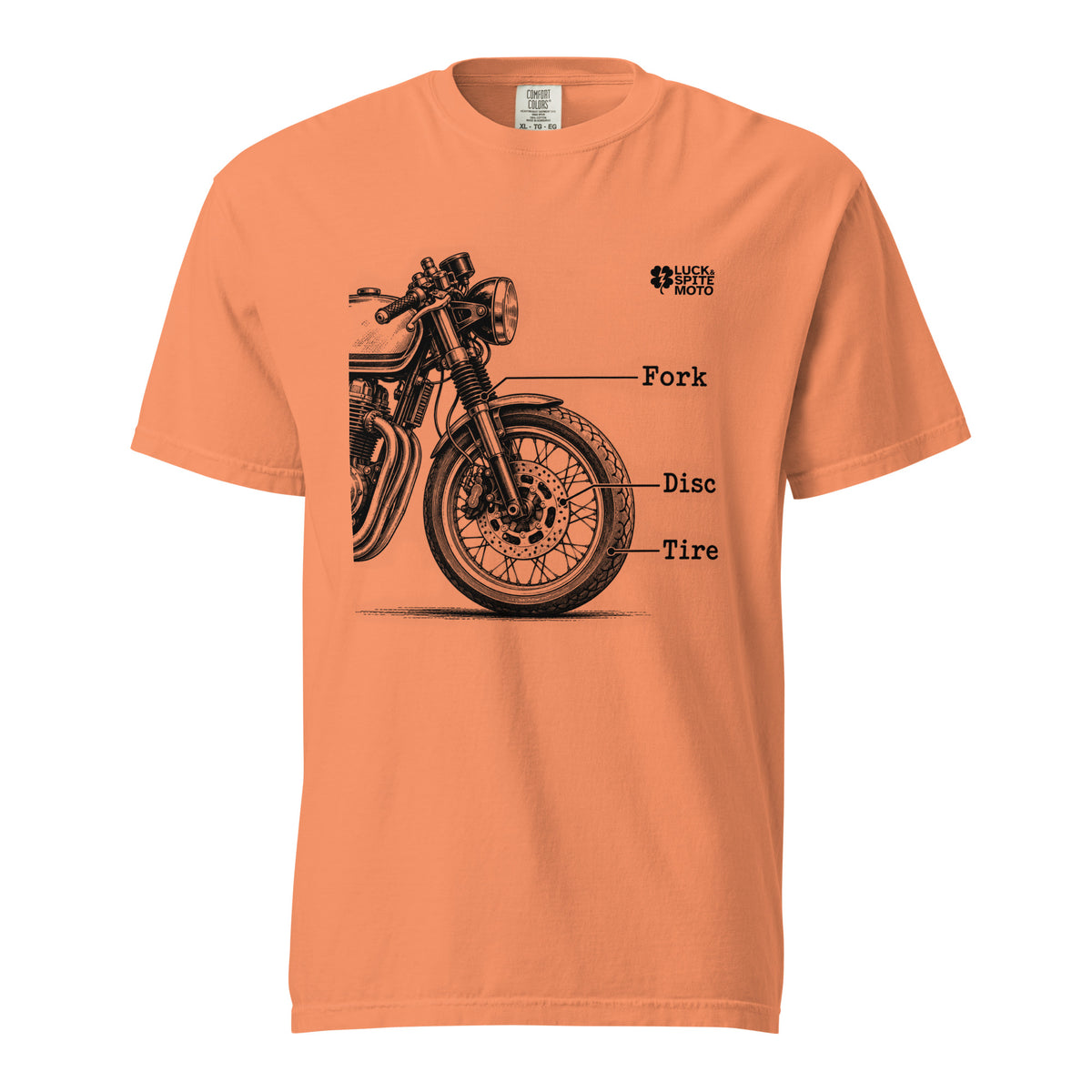 Fork, Disc, Tire heavyweight T-shirt, front view