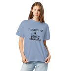 Me and My Boys heavyweight T-shirt in washed denim, alternate front view
