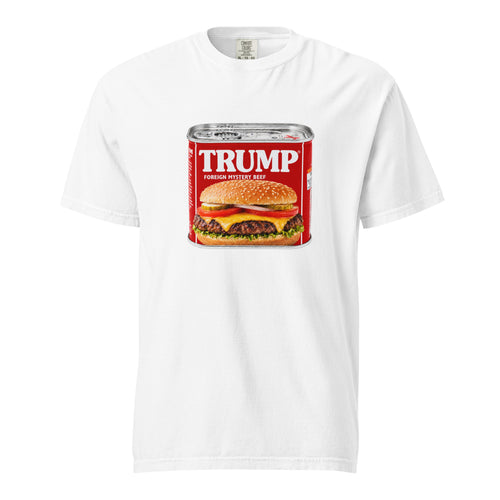 Foreign Mystery Beef white heavyweight T-shirt, front view